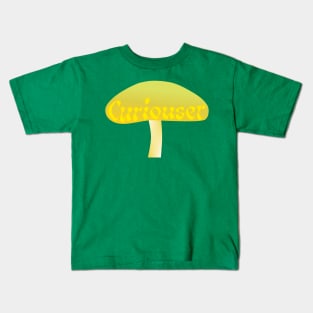 Curiouser Yellow Mushroom from Alice in Wonderland - Green Kids T-Shirt